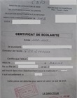 Certificat de scolarité
